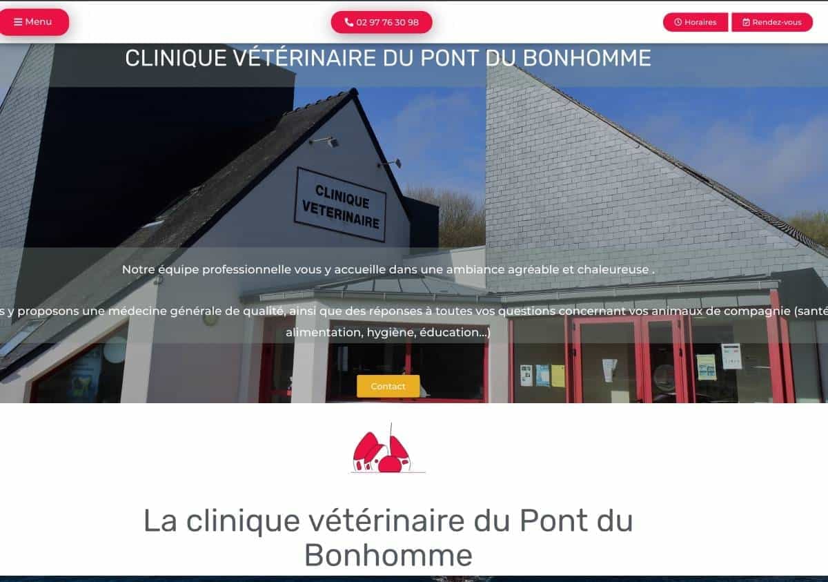 création site internet vétérinaire - page présentation clinique vétérinaire du pont du bonhomme