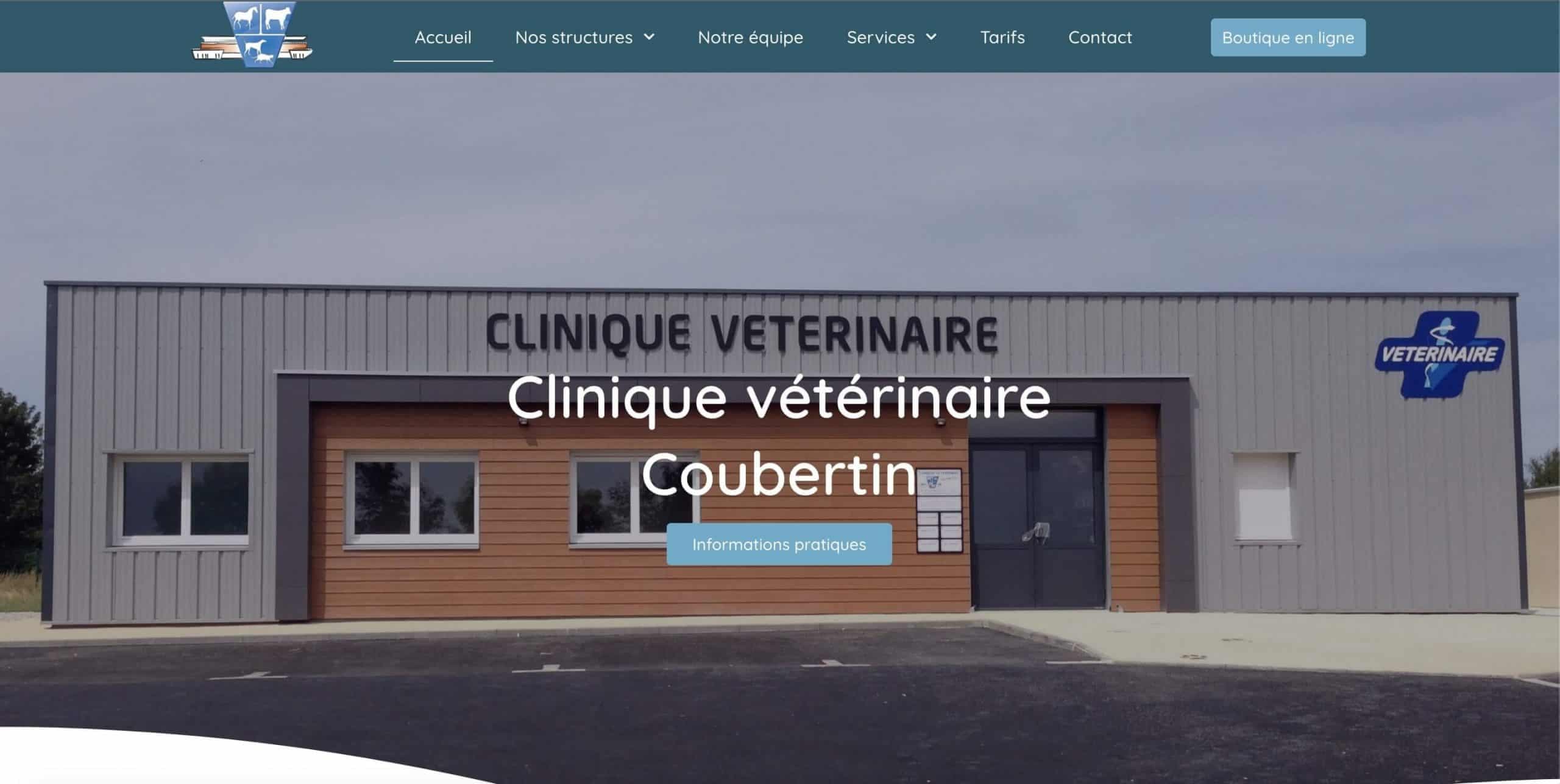 création site internet vétérinaire - page présentation clinique vétérinaire coubertin
